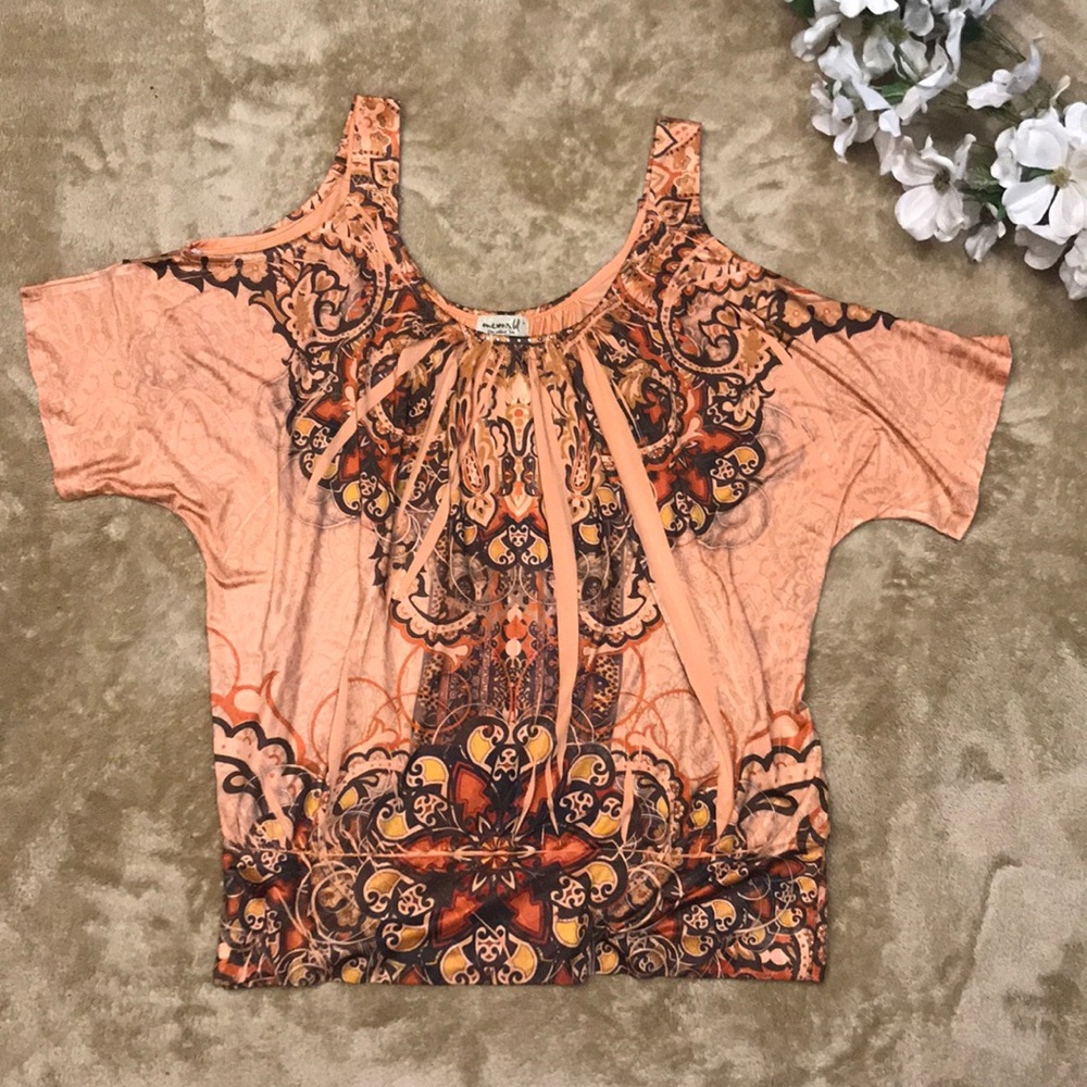 {One World} open shoulder blouse
